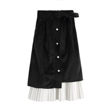 Load image into Gallery viewer, 2020 autumn and winter clothing new retro velvet pearl buckle strap organ pleated mid-length skirt female trend