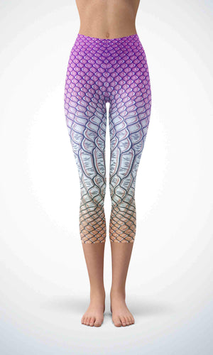 Pink crocodile skin capri for workout yoga gym jogging - alien wing active