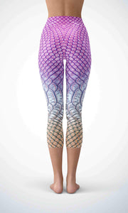 Pink crocodile skin capri for workout yoga gym jogging - alien wing active