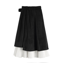 Load image into Gallery viewer, 2020 autumn and winter clothing new retro velvet pearl buckle strap organ pleated mid-length skirt female trend