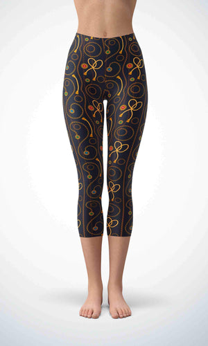 Golden chain skin capri for workout yoga gym jogging - alien wing active