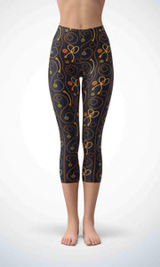 Golden chain skin capri for workout yoga gym jogging - alien wing active