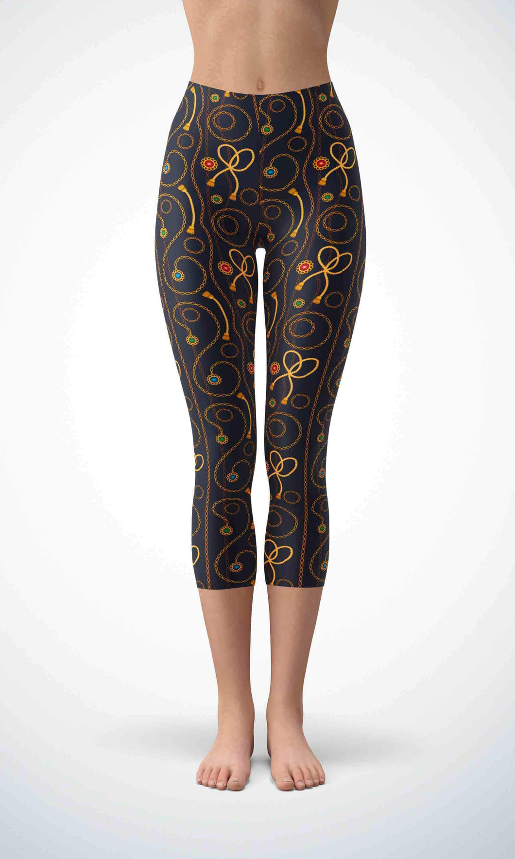 Golden chain skin capri for workout yoga gym jogging - alien wing active