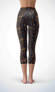 Golden chain skin capri for workout yoga gym jogging - alien wing active