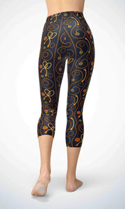 Golden chain skin capri for workout yoga gym jogging - alien wing active