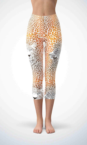 Gold lion skin capri for workout yoga gym jogging - alien wing active