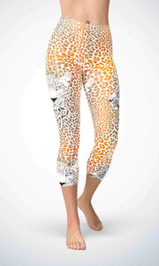 Gold lion skin capri for workout yoga gym jogging - alien wing active