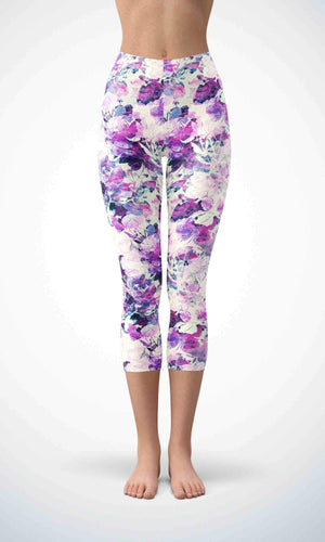 Pink leaf  capri for workout yoga gym jogging - alien wing active