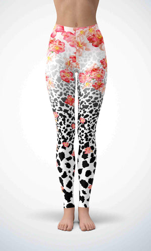 Pink flower legging for workout yoga gym running - alien wing active