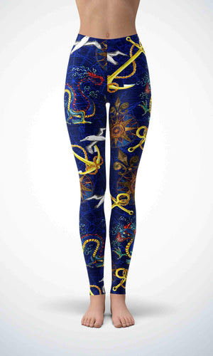 Dragon and bird legging for workout yoga gym running - alien wing active