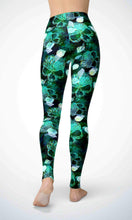 Load image into Gallery viewer, Green skull legging for workout yoga gym running - alien wing active