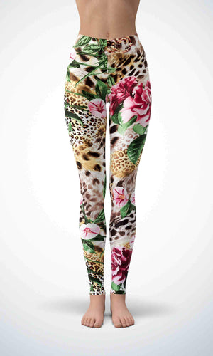 Tiger in flower legging for workout yoga gym running - alien wing active
