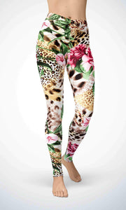 Tiger in flower legging for workout yoga gym running - alien wing active