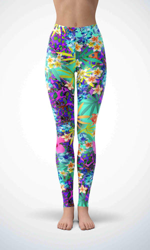 Flower jungle legging for workout yoga gym running - alien wing active