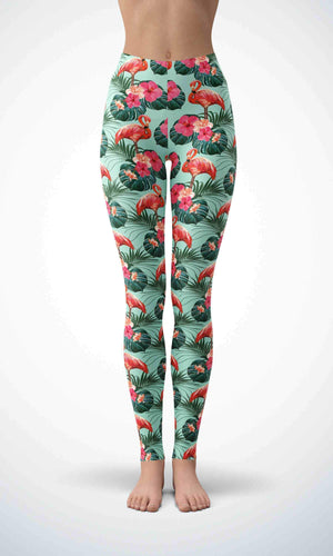 Flamingo in lake legging for workout yoga gym running - alien wing active