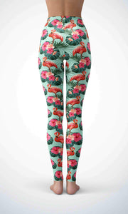 Flamingo in lake legging for workout yoga gym running - alien wing active