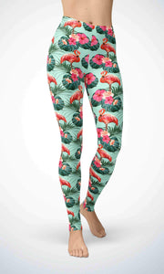 Flamingo in lake legging for workout yoga gym running - alien wing active