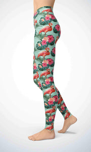 Flamingo in lake legging for workout yoga gym running - alien wing active