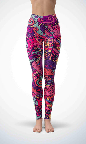 Pink painting legging for workout yoga gym running - alien wing active