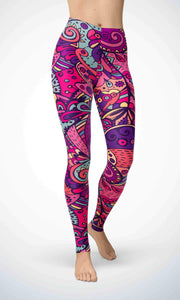 Pink painting legging for workout yoga gym running - alien wing active