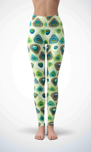 Green peacock legging for workout yoga gym running - alien wing active