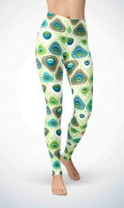 Green peacock legging for workout yoga gym running - alien wing active