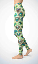 Load image into Gallery viewer, Green peacock legging for workout yoga gym running - alien wing active