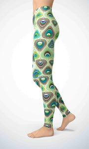 Green peacock legging for workout yoga gym running - alien wing active