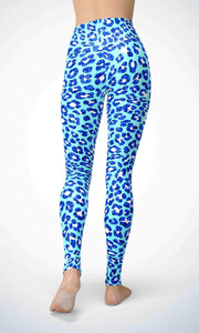 Blue leopard paw legging for workout yoga gym running - alien wing active