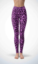 Load image into Gallery viewer, Magenta leopard legging for workout yoga gym running - alien wing active