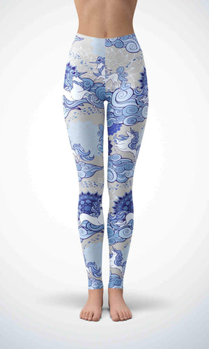 Unicorn and cloud legging for workout yoga gym running - alien wing active