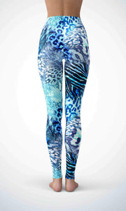 Blue zebra legging for workout yoga gym running - alien wing active