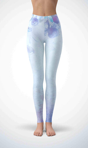 Blue painting legging for workout yoga gym running - alien wing active