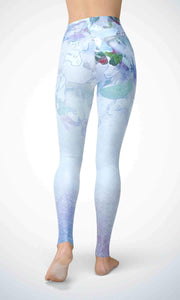 Blue painting legging for workout yoga gym running - alien wing active