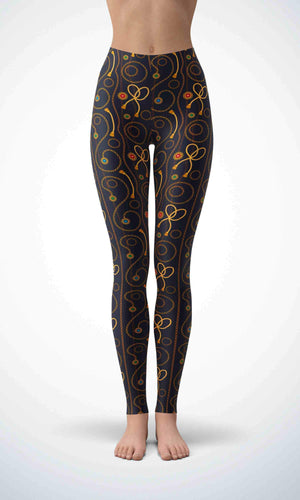 Golden chain legging for workout yoga gym running - alien wing active