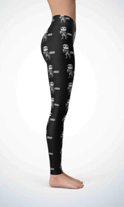 Cute skullmen legging for workout yoga gym running - alien wing active