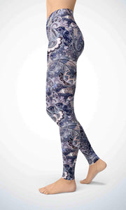 Purple wallpaper legging for workout yoga gym running - alien wing active