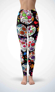 Black skull legging for workout yoga gym running - alien wing active