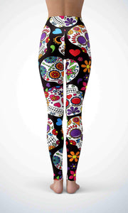 Black skull legging for workout yoga gym running - alien wing active