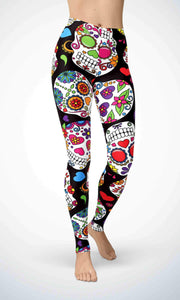 Black skull legging for workout yoga gym running - alien wing active