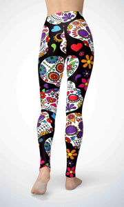 Black skull legging for workout yoga gym running - alien wing active