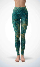 Load image into Gallery viewer, Green flower  legging for workout yoga gym running - alien wing active