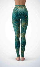 Load image into Gallery viewer, Green flower  legging for workout yoga gym running - alien wing active