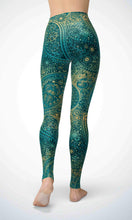 Load image into Gallery viewer, Green flower  legging for workout yoga gym running - alien wing active