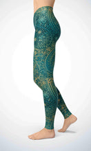 Load image into Gallery viewer, Green flower  legging for workout yoga gym running - alien wing active