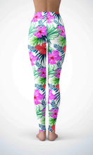 Load image into Gallery viewer, White pink flower legging for workout yoga gym running - alien wing active