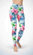 Load image into Gallery viewer, White pink flower legging for workout yoga gym running - alien wing active