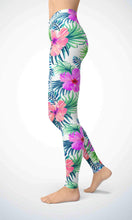 Load image into Gallery viewer, White pink flower legging for workout yoga gym running - alien wing active