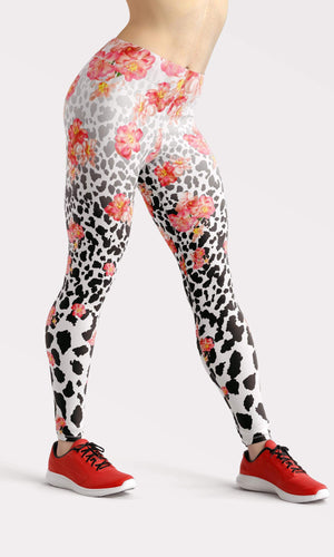 Pink rose lion skin high waist yoga pants-Alien active