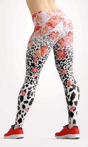 Pink rose lion skin high waist yoga pants-Alien active